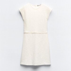 Zara Textured Jacquard Dress Oyster White, S